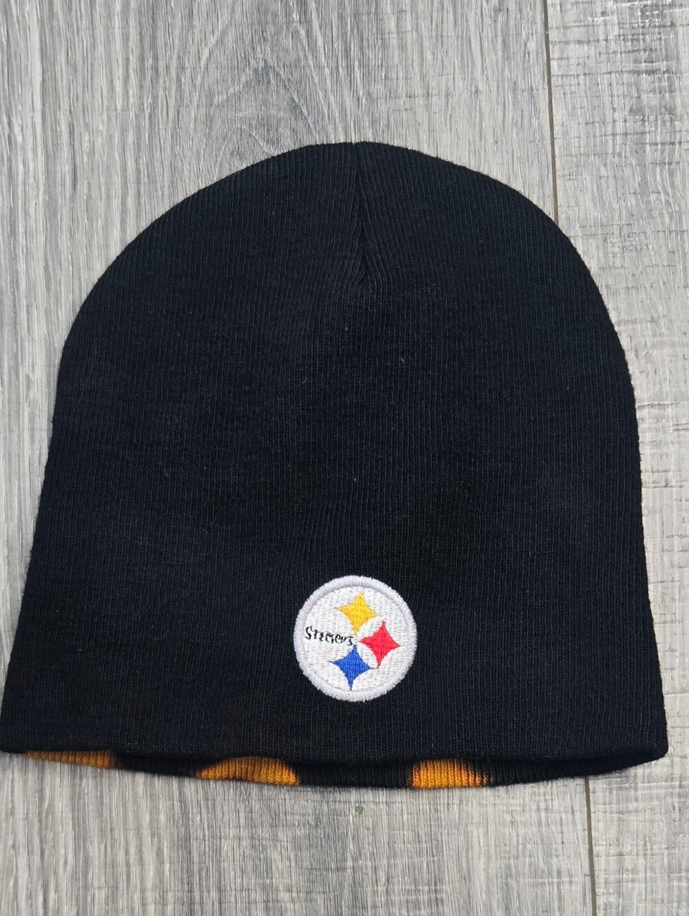Pittsburgh Steelers NFL Reversible Flame Beanie Black Orange Team Apparel
